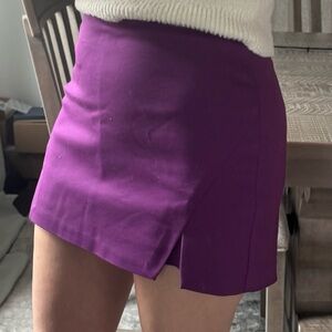 Purple Skort Skirt with Side Slits